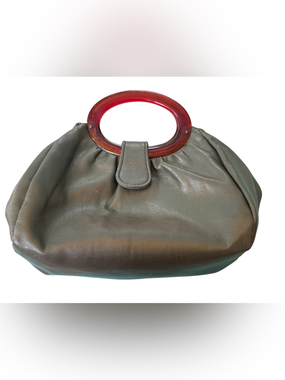 JR Florida Calfskin Leather Lucite Handle Vintage Satchel Bag